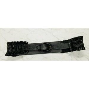 Hobo International  Black Leather‎ Belt ruffles size Medium